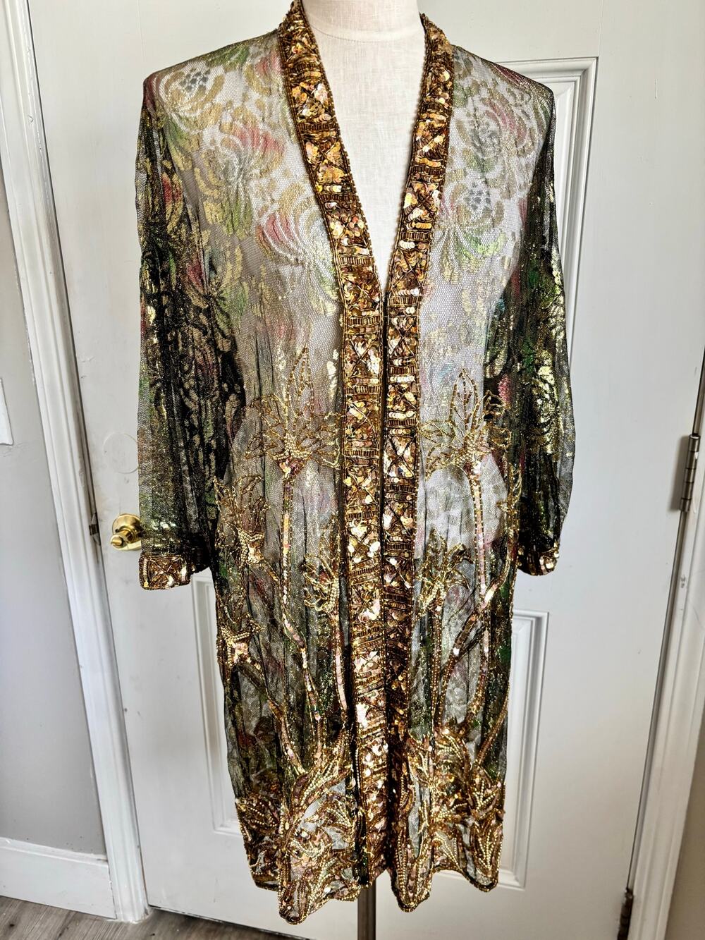 Vintage 80s beaded and sequin kimono - One Size PLUS